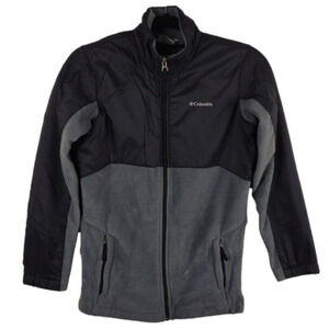 Columbia Black Fabric Gray Fleece Funnel Neck Long Sleeve Zip Up Fall Jacket